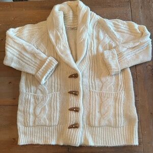 Faherty Cream Cable Knit Cardigan